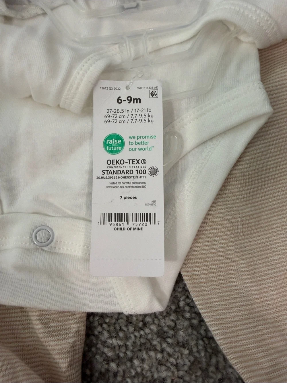 Carter's Heather Gray, White & Tan 3-Piece Baby Outfit with Bear Accents